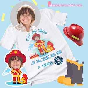 Personalized Firefighter Birthday Design - Digital PNG File - Custom Photo, Name & Age - Perfect for T-Shirts Cameo, cricut, DTF sublimation
