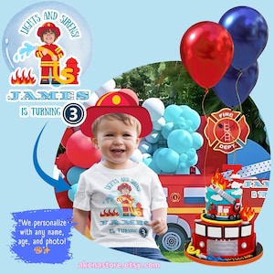 Personalized Firefighter Birthday Design - Digital PNG File - Custom Photo, Name & Age -perfect forT-Shirts Cameo, cricut, DTF sublimation.