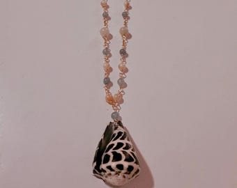Hebrew shell gold necklace
