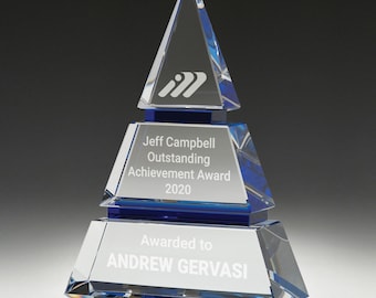 Personalised Engraved Crystal Trophy Award Pyramid, Custom Glass Trophy, Employee Awards, Corporate Gifts, Gift Father, Valentine Gift