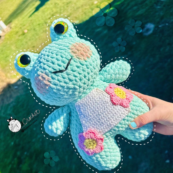 Crochet Pattern - Floral Frog - Instant Download PDF Pattern