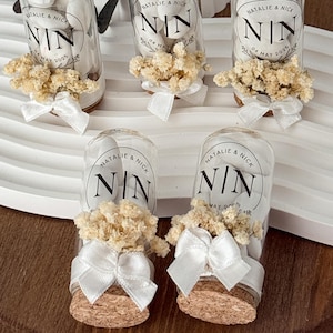 Personalized Sugared Almond Favor in Glass Tube, Wedding Candy Gift, Nikkah Favors, Engagement Party, Dragee Gift, Almond Candy Jars box