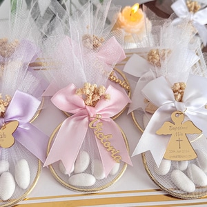 Baptism Almond Candy Favor, First Holy Communion Favor for Guest, Elegant Souvenir for Christening Celebrations, Unique Baptism Bulk Gifts