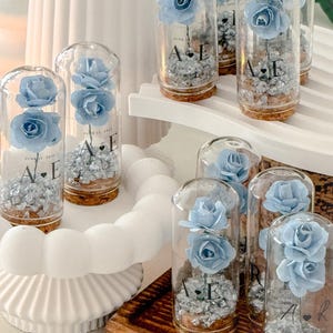 Bomboniere personalizzate per matrimoni, prime comunioni, battesimi, bomboniere per battesimi, bomboniere mini cupola di vetro con rosa per