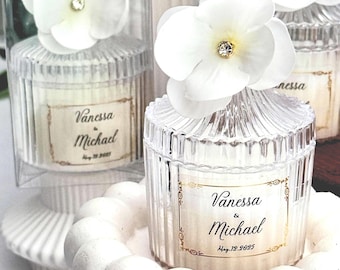 Personalized Wedding Favor Candles - Custom Bridal Shower Party Favors - Luxury Wedding Candle Gifts in Bulk for Guests - Engagement Candle