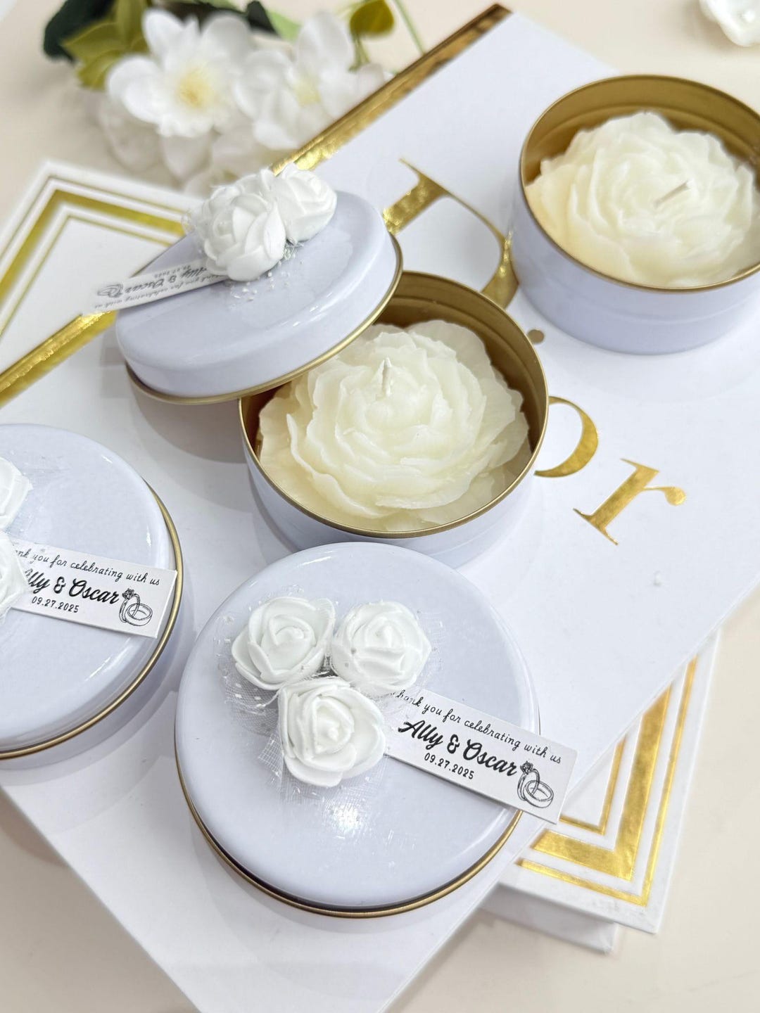 Bulk Peony Candle Wedding Favors, Personalized Flower Candle Gift for ...