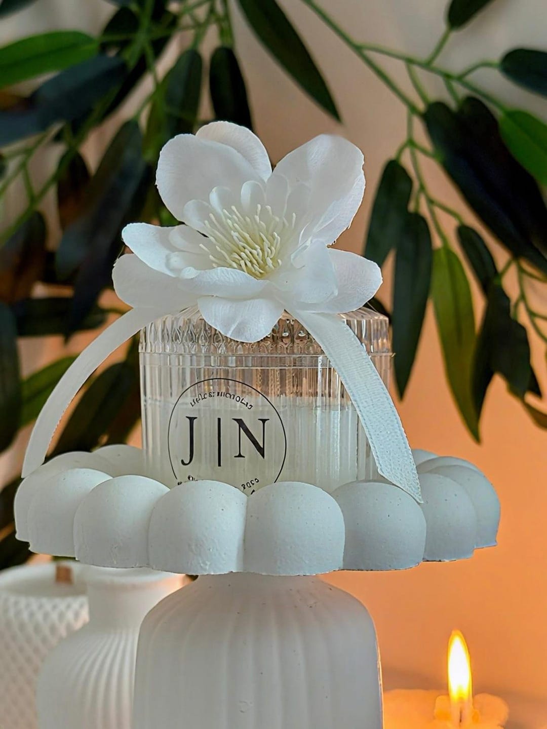 Personalized Wedding Favor Candles – Flower Candle Favors With Elegant ...