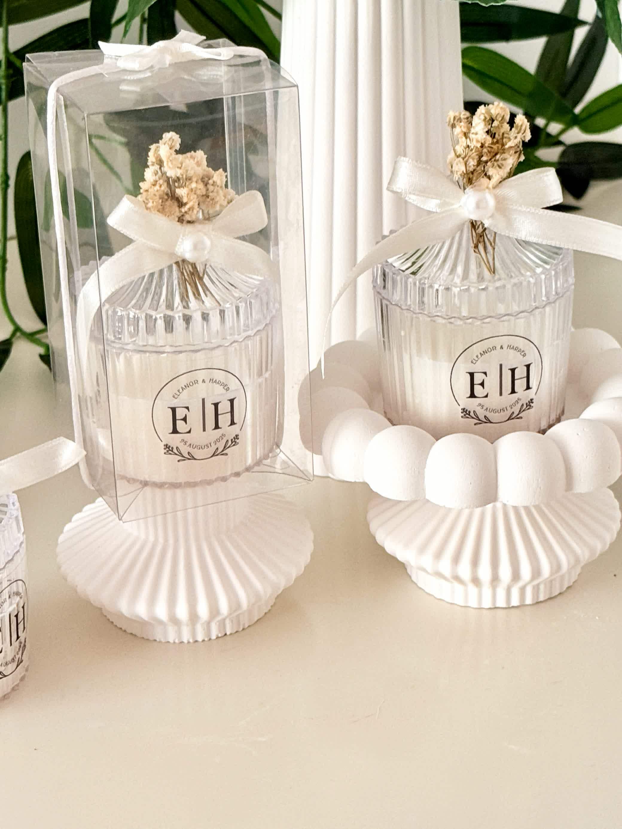 Wedding Favor Custom Candles, Elegant Candle Favor for Wedding Guest, Bridal Shower Party Favors, Bulk Candle Jar, Pearl Candle Shower Gifts