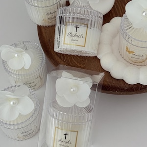 Custom Baptism Candle Favors, First Communion Favors, Baptism Favor Girl, Boy - Elegant Baptism Candle Gift, Christening Candle Souvenirs,