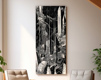 Digital Abstract Print - Intersecting Realms - Wall - Decoration - Unique - Cityscape