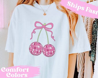 Comfort Colors Coquette-skjorta för rosa discokula-körsbär T-shirt Trendig bekväm tröja för bästa vän Gåva Mysig dottergåva