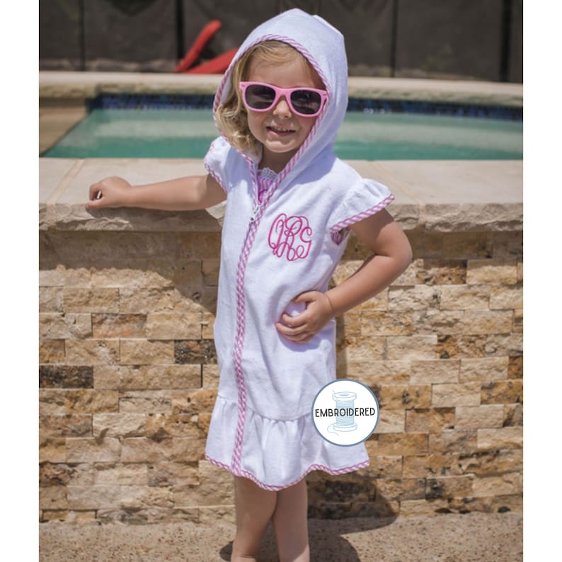 Girls Swim Robe Girls Swimsuit Cover up Personalized Terry Bathrobe Toddler Swim Robe ...