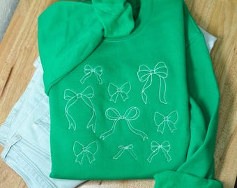 Bow Embroidered Sweatshirt Coquette Girly Crewneck Gift