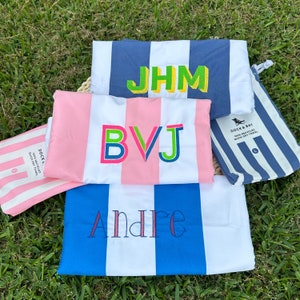 Personalized Beach Towel Striped Custom Embroidered Name Quick Dry Pool Towel for Bridesmaid gift Vacation Cabana Towel for Birthday kids