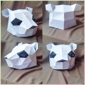 3D Panda Papercraft Mask – DIY Low Poly Panda Head Template for Home Decor, Cosplay, Wall Art & Gift | PDF Instant Download