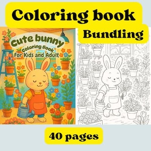 Kawaii Cute Bunny Coloring Book for Kids and Adults - 40 Adorable Bunny Daily Life Scenes - Printable PDF for Relaxation & Fun