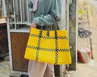 Handmade Woven Tote Bag | Recycled Plastic Market Purse