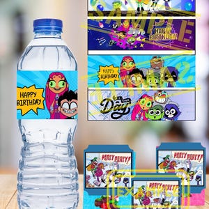 Teen Titans Go! Water Bottle Labels Template - Printable Teen Titans Go! Theme Birthday Party Decorations - Wrappers - INSTANT DOWNLOAD