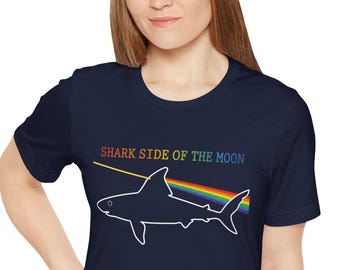 Shark Side of the Moon Shirt | Funny Shark T-Shirt | Ocean Lover Tee | Retro Rainbow Shark| Marine Life Tee, Shark Week, Shark Tee