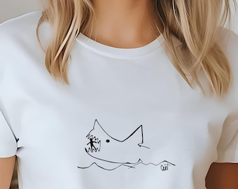 Koszulka z nadrukiem rekina, zabawny strój plażowy na lato