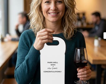 Pairs Well With New Home 2026 Wine Tote Bag | Housewarming Wine Carrier, Housewarming Gift, New Home Gift