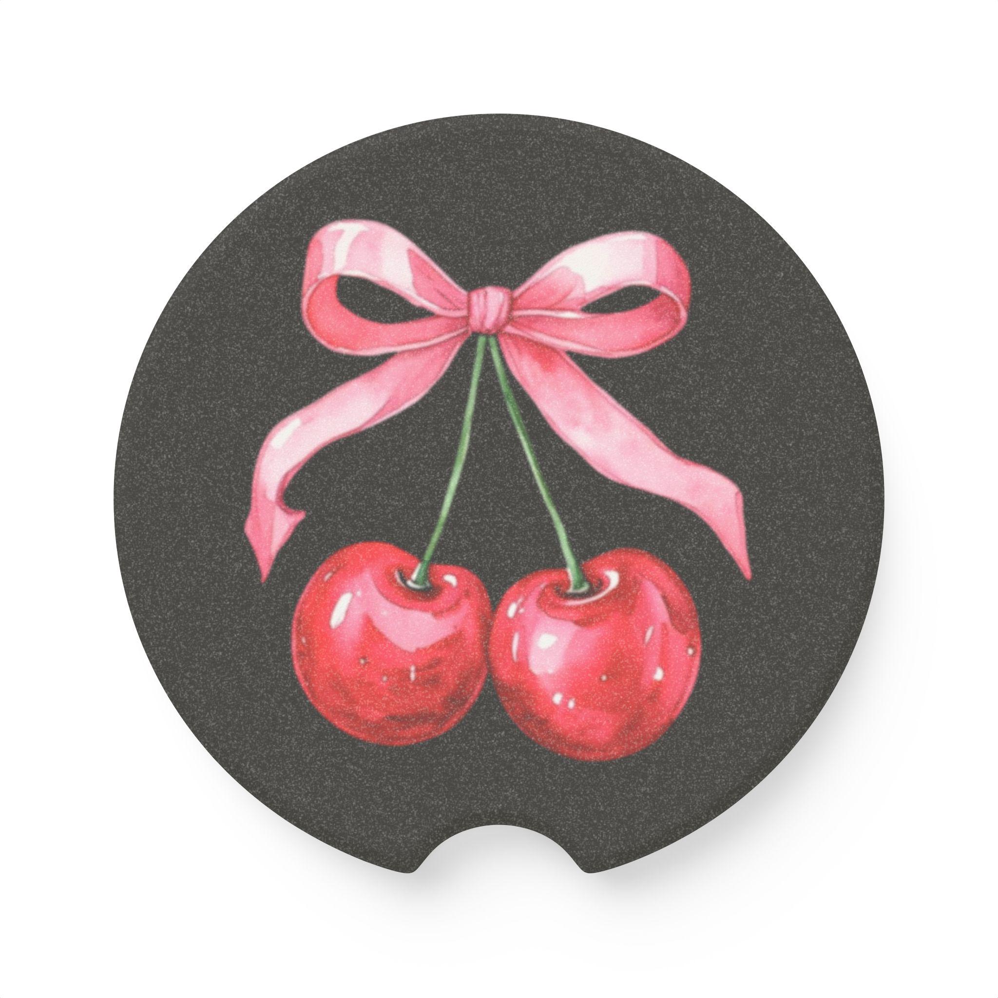 Car Coaster, Cherry Design, Coquette Bow, Auto Cup Holder, Cupholder, Vehicle Accessories,Coquette Bow Cherries,Cherry Bomb,