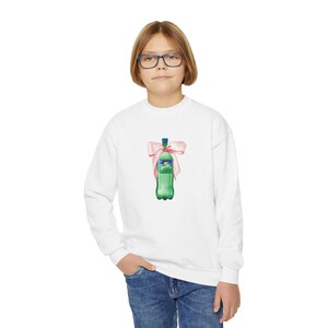 Kids Sprite Coquette Sweatshirt, Bottled Soda with Pink Bow