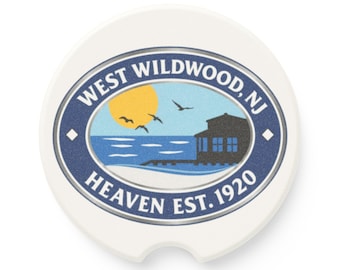West Wildwood NJ Beach Sunset Car Coaster | Soapstone Car Coaster , West Wildwood,