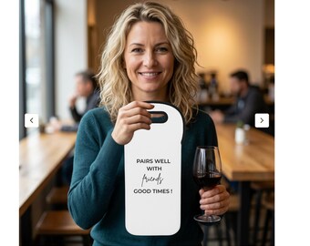 Pairs Well With Friends Good Times Wine Tote Bag | Neoprene Bottle Carrier, Girls Night, Get Together Gift
