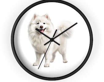 Horloge murale, Horloge samoyède, Horloges, Horloge pour animal de compagnie, Horloge pour chien, Chiens, Animaux domestiques