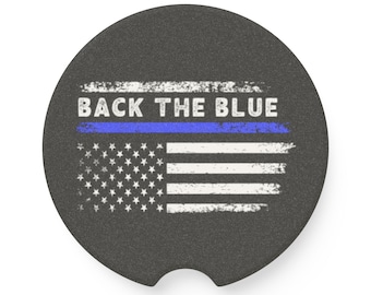 Sous-verre de voiture Thin Blue Line : dos du porte-gobelet en pierre ollaire bleue