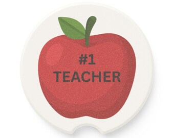 Sous-verre de voiture pour professeur, cadeau pour professeur, cadeau pour professeurs, cadeau de remerciement pour professeur, pomme, professeur n°1
