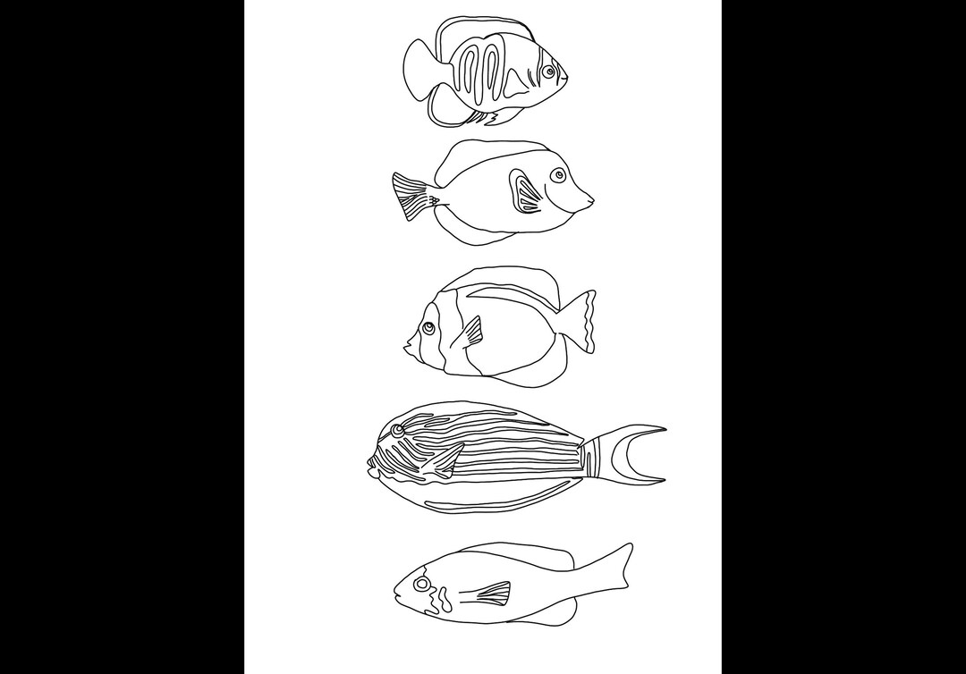 Hand Drawn Colouring Page - Fish - Etsy