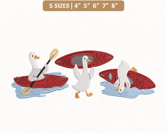 Silly Goose Kayaking Embroidery File, Adventure Camping Kayak Lover (Instant Download)