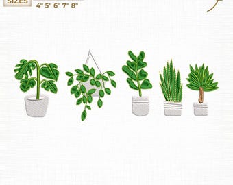 Arquivo de bordado Boho para plantas de interior, para amantes de plantas (Download digital)