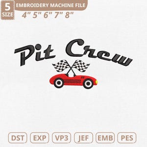 Pit Crew Race Car Machine Embroidery File, Birthday Boy Car (Instant Download)
