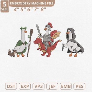 Silly Goose DnD Parody Machine Embroidery File, Dungeon Dragon (Instant Download) image 1