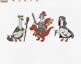 Archivo de bordado a máquina de parodia de Silly Goose DnD, Dungeon Dragon (Descarga instantánea)