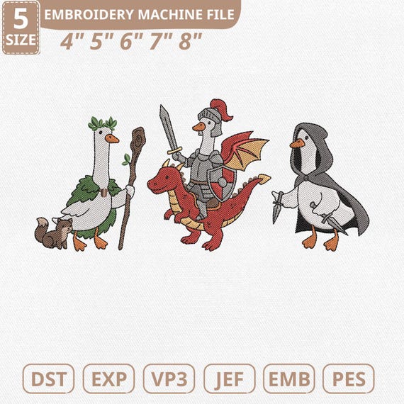 Silly Goose DnD Parody Machine Embroidery File, Dungeon Dragon (Instant Download)