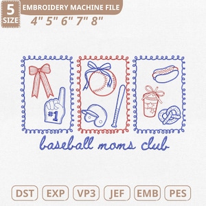 Baseball Moms Club machineborduurbestand, Baseball Game Day (directe download)