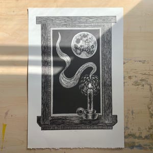The Moon | Linoleum Relief