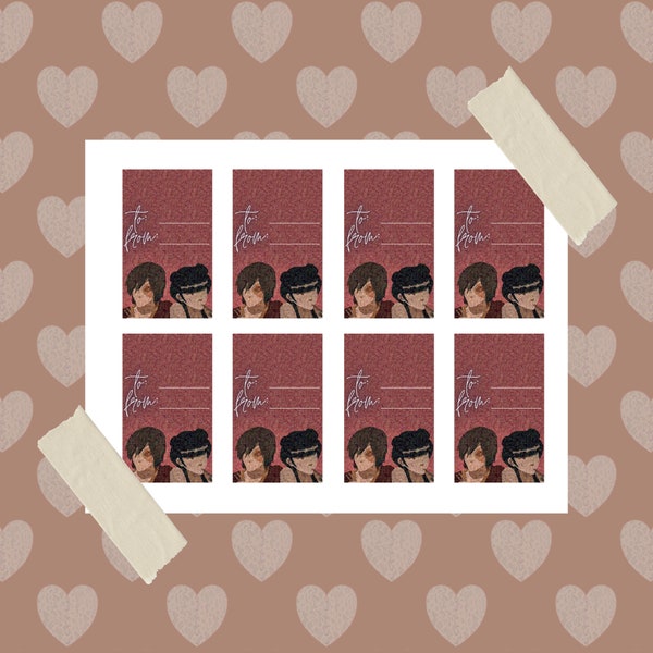 Bored Mai and Zuko Gift Tags, ATLA Impressionist Digital Art: Printable, Digital Download, PDF, Couples card for him/her