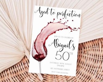 50. Rotwein Geburtstagseinladung Vorlage