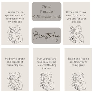 Tarjetas de afirmación de lactancia materna digitales e imprimibles **40 tarjetas**