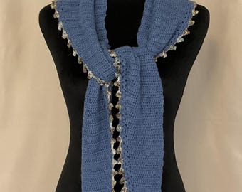 BLUE Sapphire Crochet Scarf Ready to Wear!
