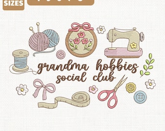Archivo de bordado a máquina "Abuela Pasatiempos", diseño de herramientas de costura (descarga instantánea)