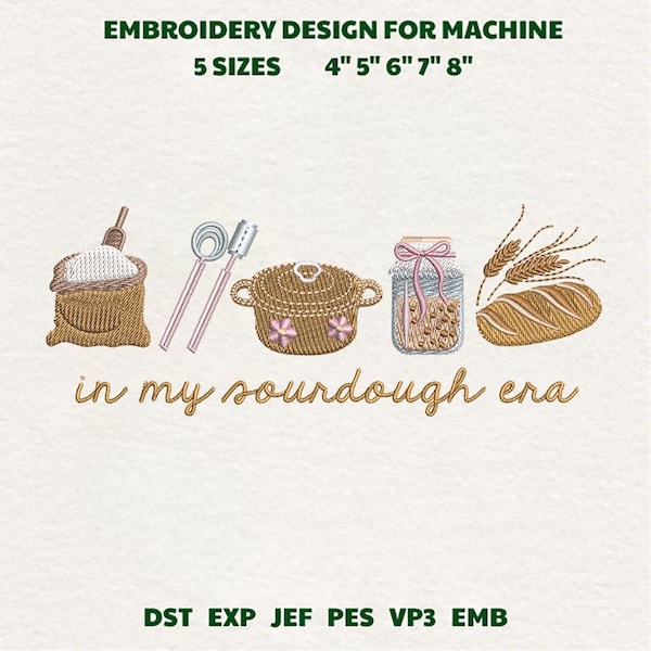 Sourdough Era Machine Embroidery Design, Baking Tools Design (Digital Download)