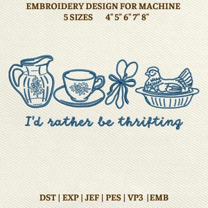 Archivo de bordado a máquina "Prefiero estar en tiendas de segunda mano", diseño Grandma Core (descarga instantánea)