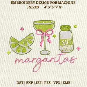 Margarita's met limoenzout machineborduurbestand, Margarita Lover Design (directe download)