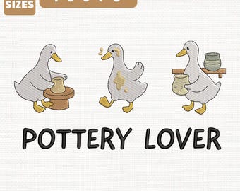 Pottery Lover Alberngans Maschinenstickdatei 10-20 cm (Instant Download)